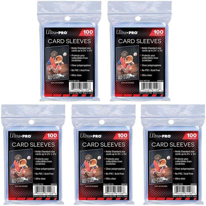 500x Ultra Pro standard regular soft penny card sleeves for trading cards such as Pokemon, Magic, sports cards, standard size, transparent